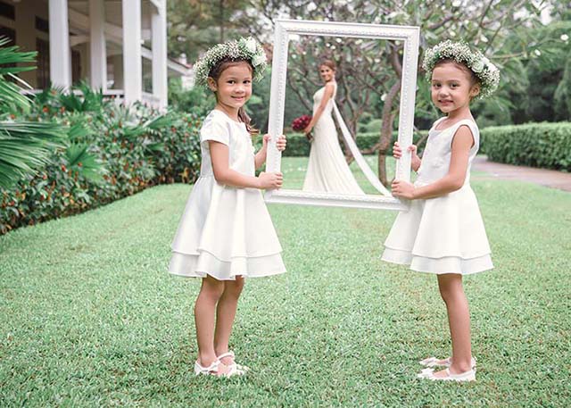 Bride and flower girls